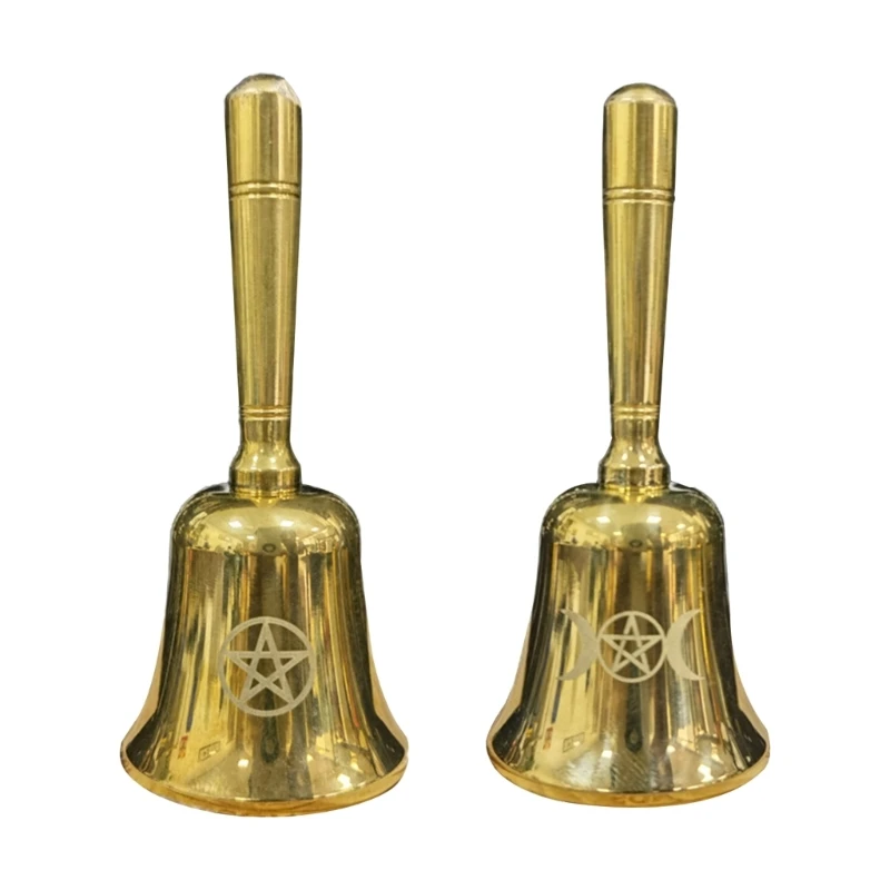 

Мини-колокольчик для алтаря с дизайном пентакли, Колокольчик для алтаря с тремя лунами для медитации, языческий
