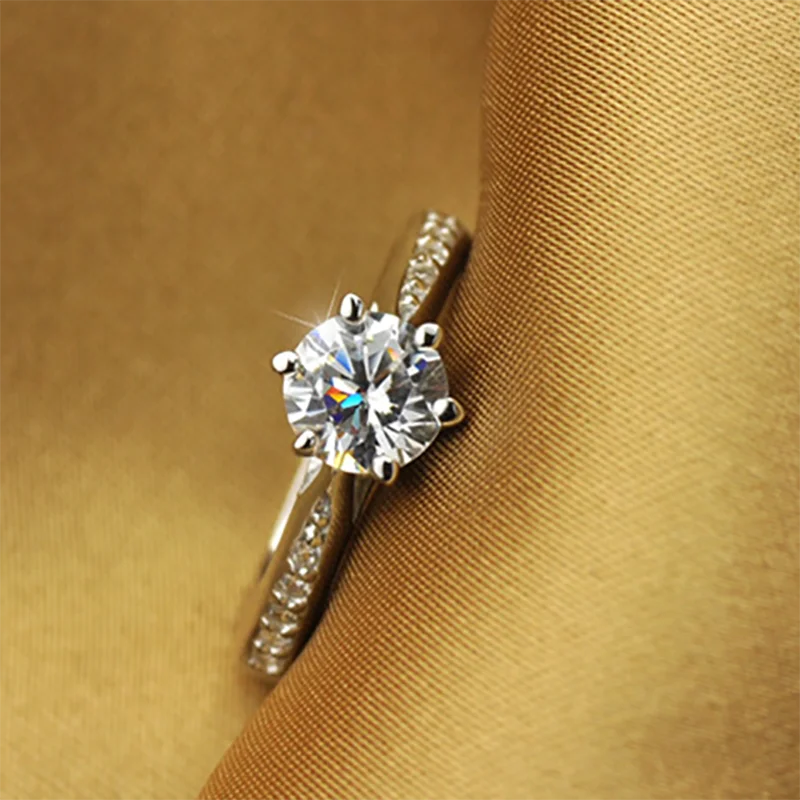 925 anillos серебряное кольцо солитер Обручальное Кольцо женское с микрозакрепкой