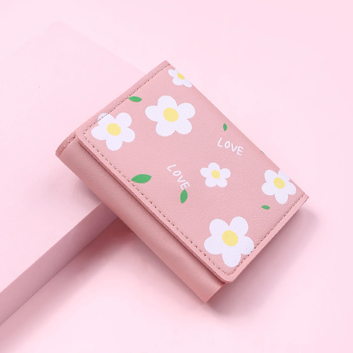 

Flower Printing PU Leather Cute Wallet Small Hasp Girl Money Bag Brand Designer Coin Purse Female Card Holder Wallet