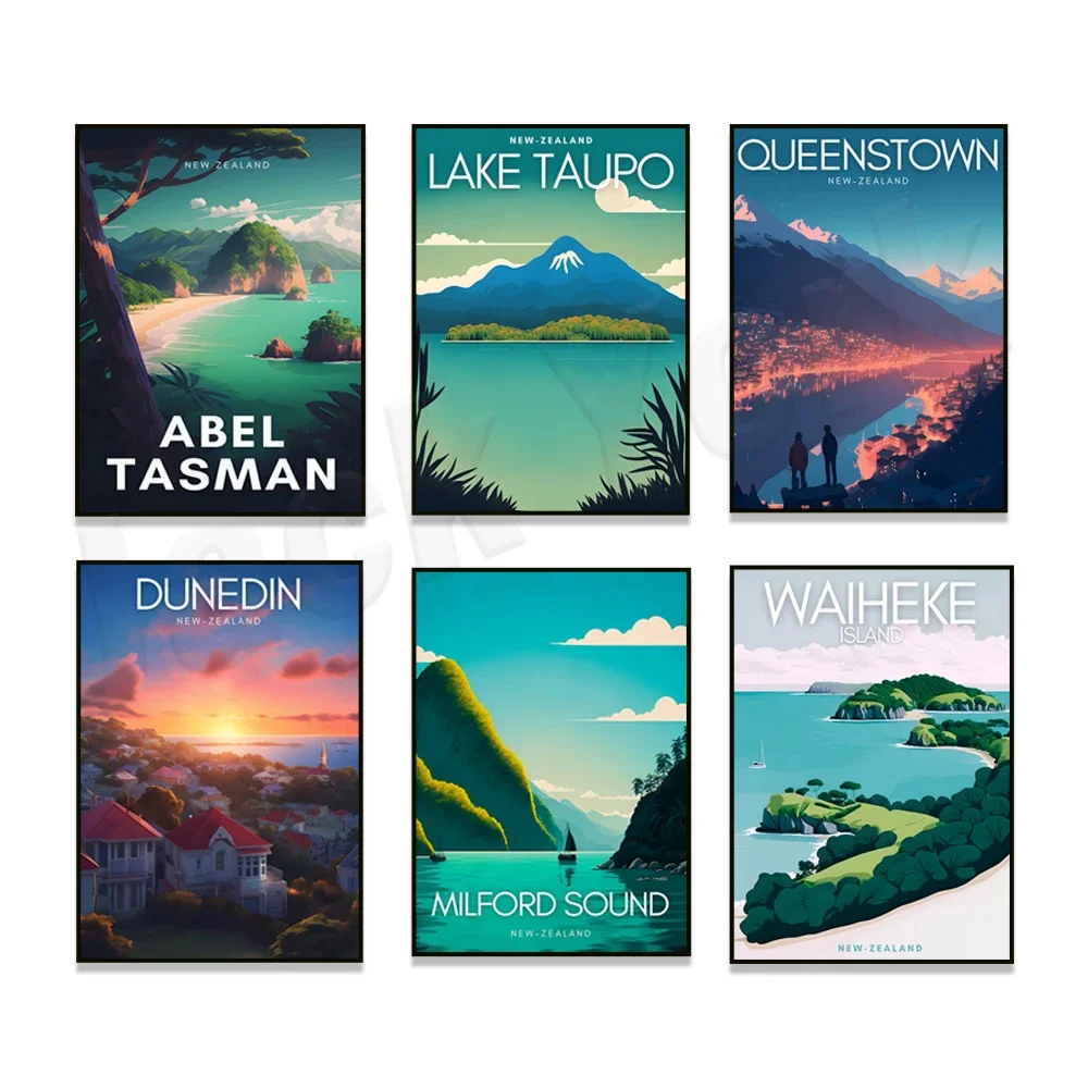 Waiheke Island Franz Josef Glacier Albertas Lake Taupo Coromandel Milford Sound Rotorua Cape Reinga New Zealand Poster