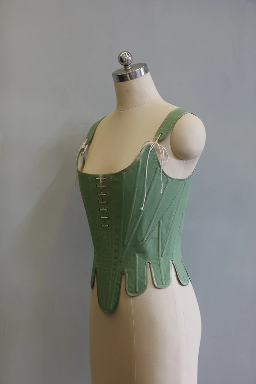 78-94 см бюст весна осень женский 1780-х годов винтажный зеленый хлопковый льняной