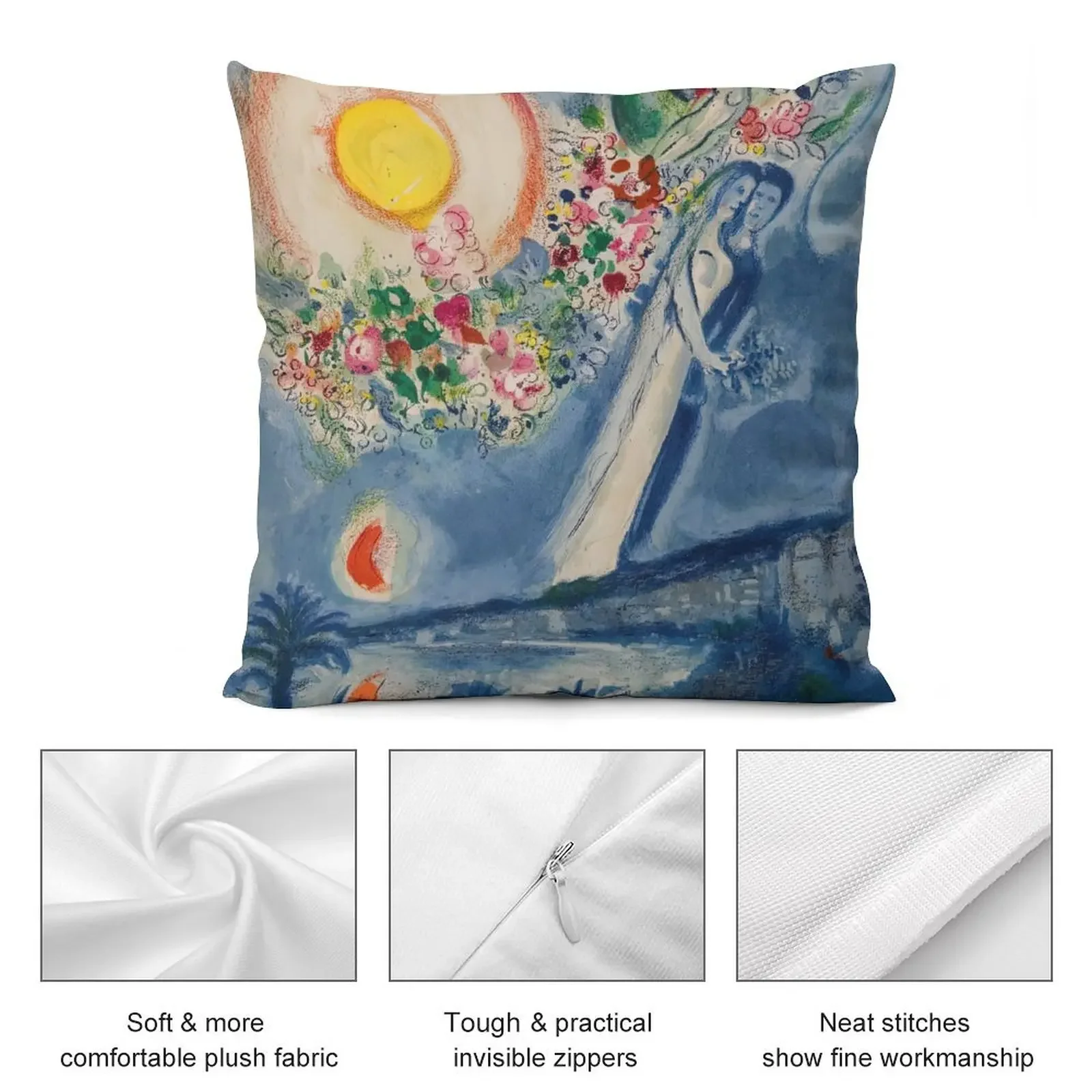 Подушка Lovers in the Sky of Nice by Marc Chagall наволочка рождественская подушка для сидения