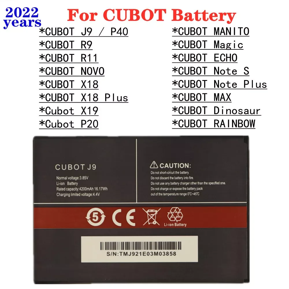 

100% Original Battery For CUBOT J9 P40 P50 R9 R11 X19 P20 Note S Note Plus MAX Dinosaur X18 Plus RAINBOW NOVO MANITO ECHO