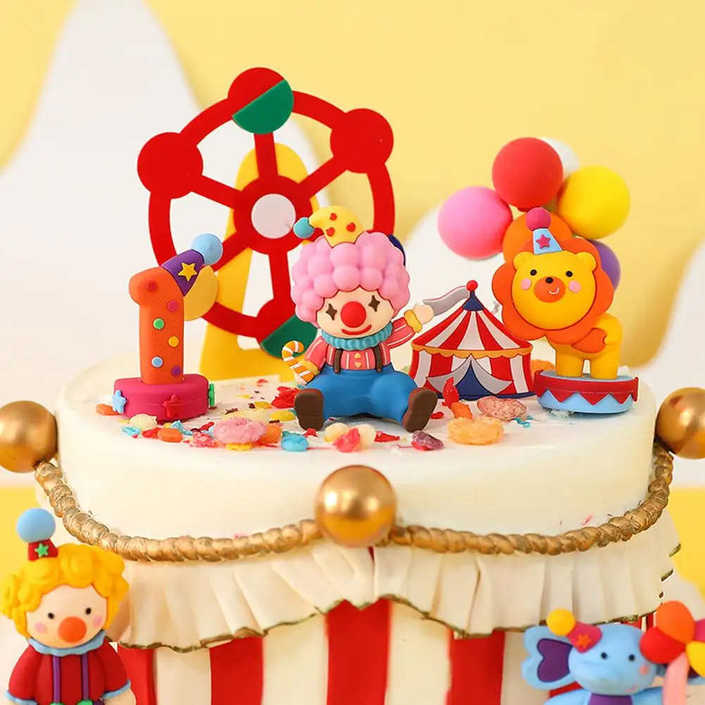 

Circus Clown Fondant Cake Ornament Elephant Lion Digit Birthday Cake Cake Decoration 1 Kids Theme Shower Baby Accessories C C5F8