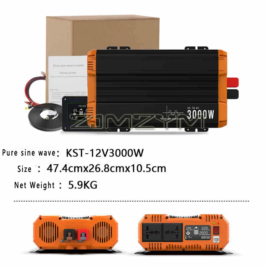 

Чистая синусоида инвертор постоянного тока 12 В 24 В в переменный ток 220 В мощный инвертор 3000 Вт с ЖК-дисплеем автоаксессуары для кемпинга и автофургона