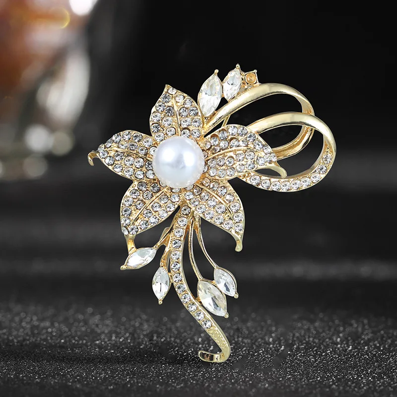 

Korean Fashion Wedding Brooches Simulated Pearl Beads Brooch Flower Collar Dressing Hijab Pins Fashion Jewelry Gift