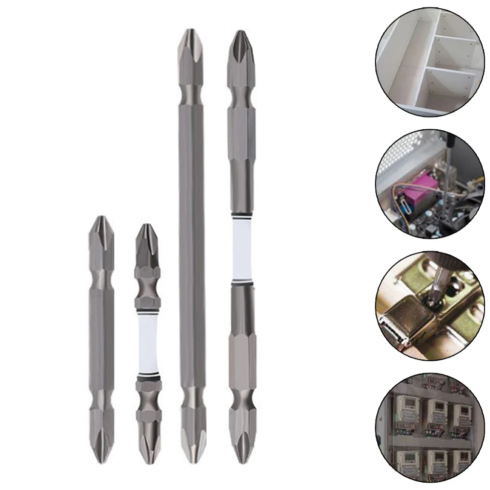 

4pcs Impact Bits PH2 Cross Screwdriver Bit Double Head 65-110mm Screwdriver Bits Set Strong Magnetic Cross Bit Drill Head