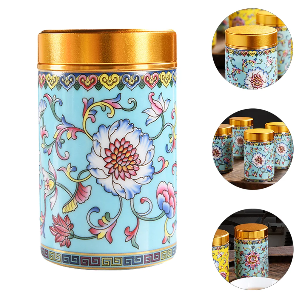 

Tea Canister Storage Jar Ceramic Jars Coffee Tinplate Loose Kitchen Chinese Tins Container Porcelain Vintage Canisters Tin