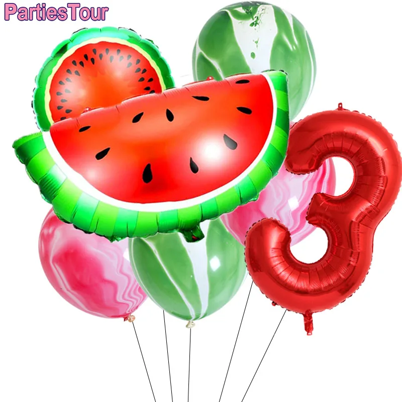 

13 шт. вечерние фольгированные воздушные шары в виде арбуза