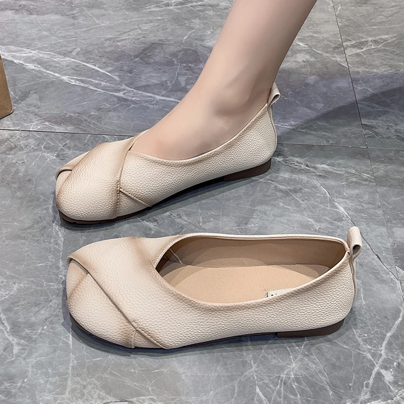 

Туфли женские с круглым носком, повседневная элегантная мягкая обувь, без застежки, Мокасины, осень-лето 2023