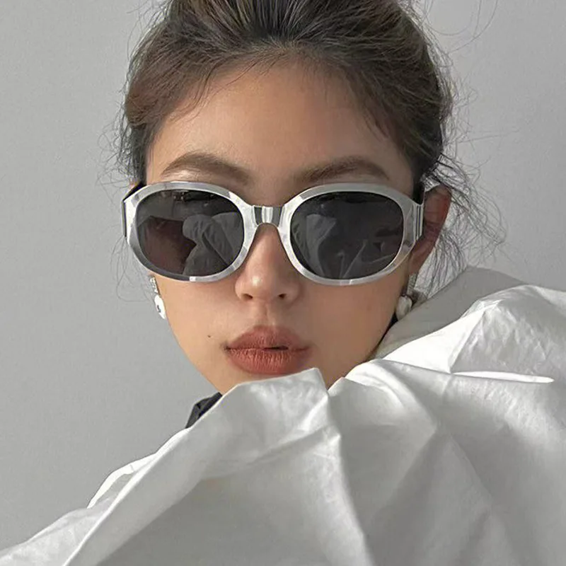 Стильные солнцезащитные очки в стиле стимпанк мужские овальной формы защита UV400