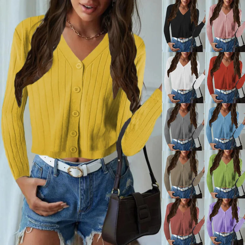 

2022 women's autumn and winter new button knitted cardigan coat sweater