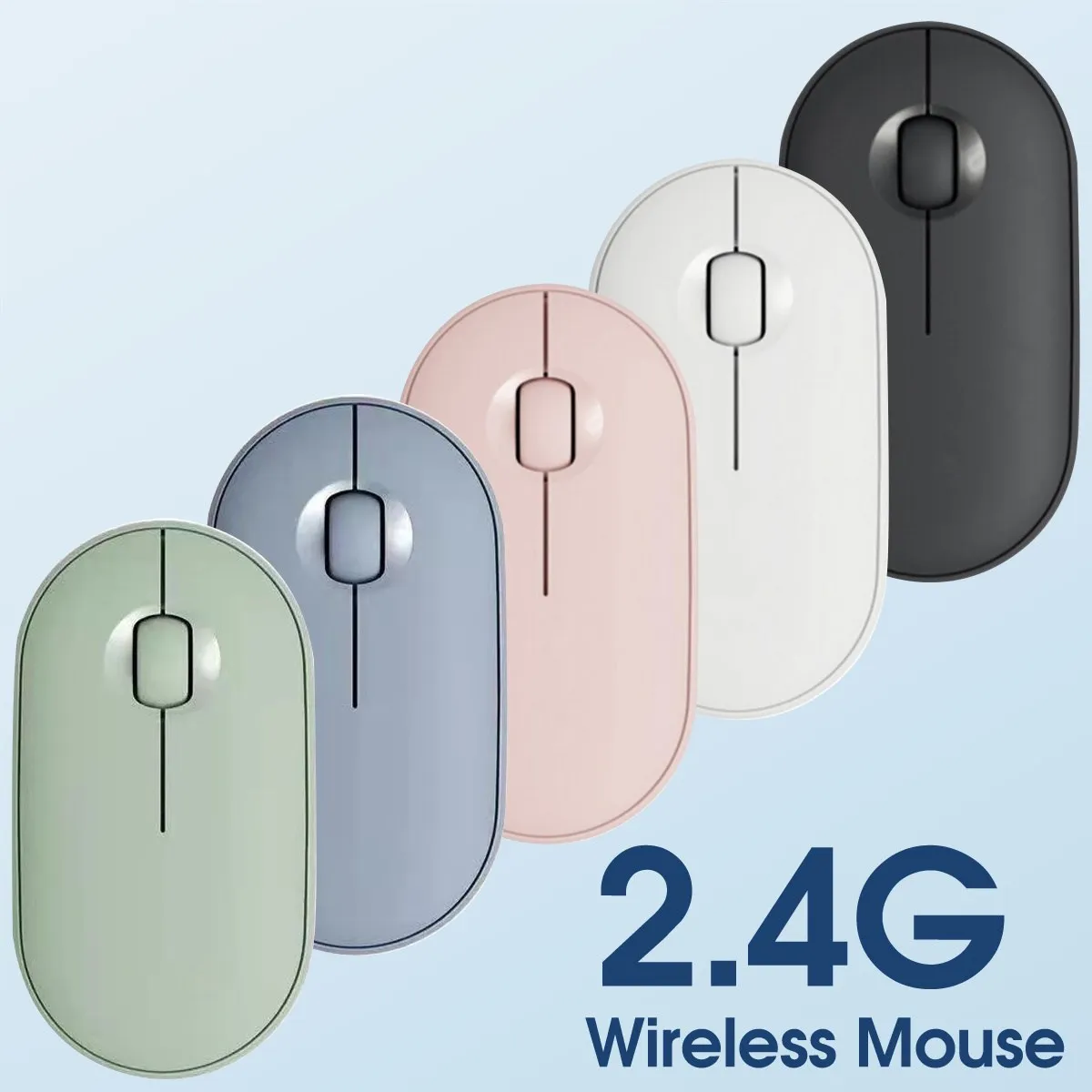 

2.4GHz Wireless Mouse with USB Receiver Blue Mouse For Laptop Computer Mini Ultra-Thin Single-Mode Battery Colorful Gaming Mouse