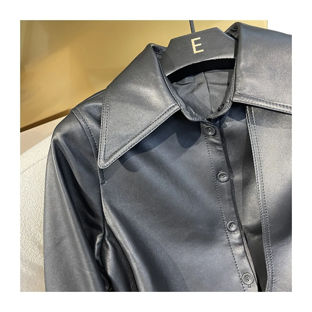 2023 Spring Autumn Brand New Designer Women's High Quality Sheepskin Genuine-Leather Jackets Hot Chic Leather Coat C551