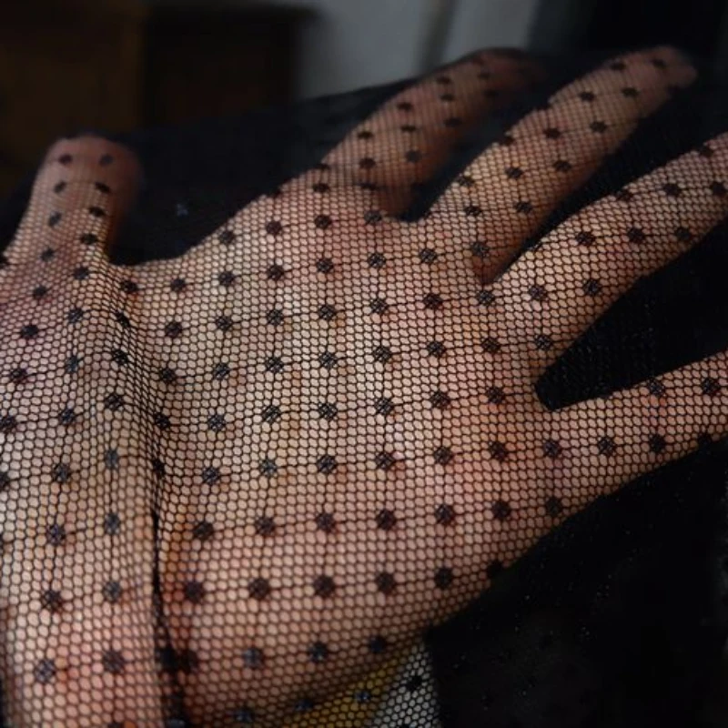 Жаккардовая эластичная кружевная сетчатая ткань в горошек для девочек тюлевое