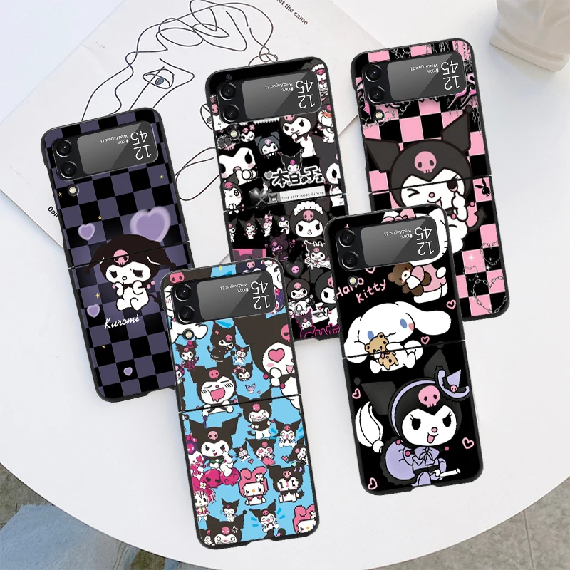 

Phone Case For Samsung Galaxy Z Flip 4 3 5G Hard Cover Z Flip3 Flip4 Black fundas zflip3 zflip4 Coque Kuromi Very Cool Girl