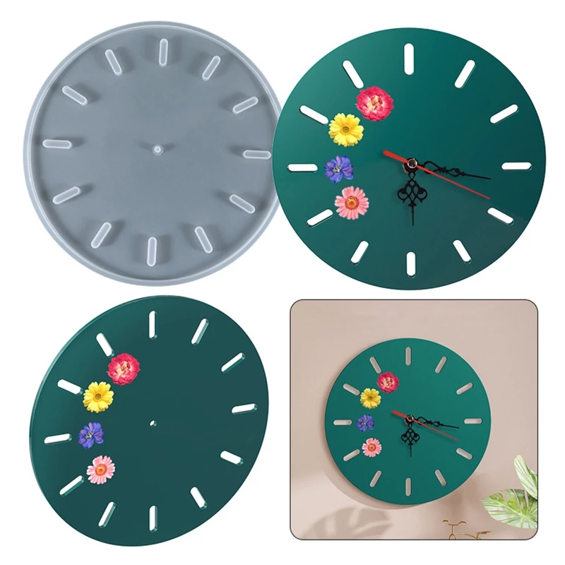 

1 Set DIY Clock Resin Molds Round Silicone Mold DIY Epoxy Silicone Resin Molds with Dial Accessories for Jewelry Making Tools