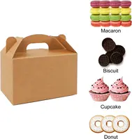 50Pcs White Brown Goodies Dessert Treat Boxes Gable Kraft Party Favor Bag for Keeping Candy Popcorn Toys Baby Showers Birthday