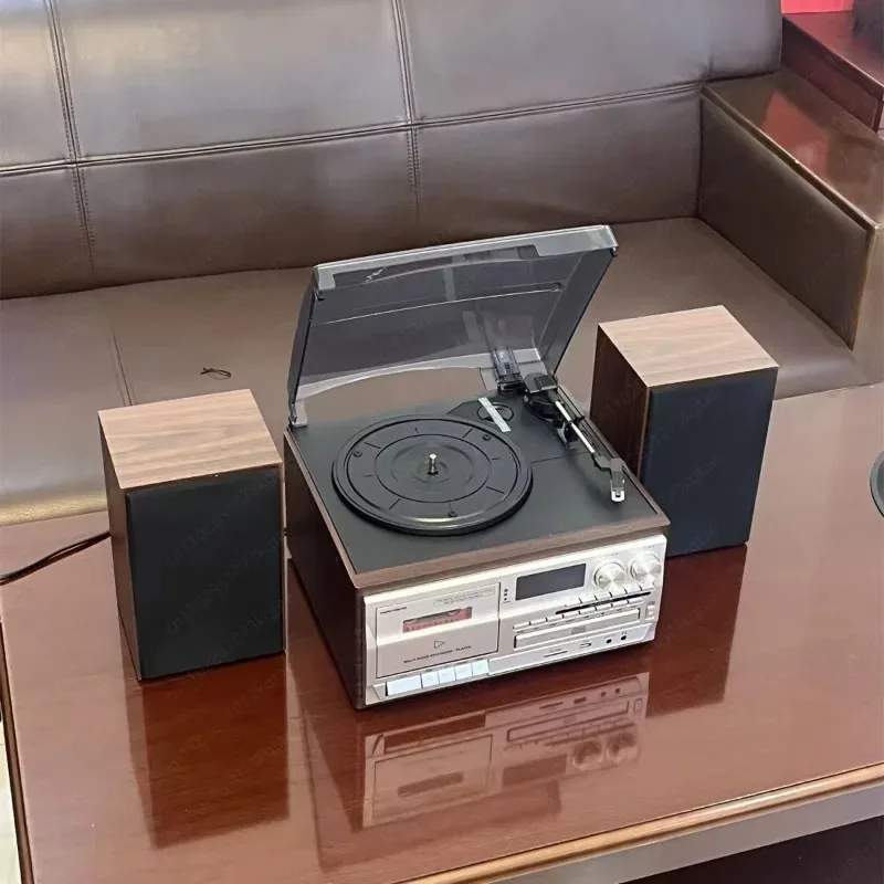 Фото Виниловый проигрыватель Everbright Store LP в ретро-стиле, многофункциональный, с поддержкой CD и кассет, встроенным Bluetooth, американо-тайваньского производства, в стиле легкой роскоши, электрический стерео. №1
