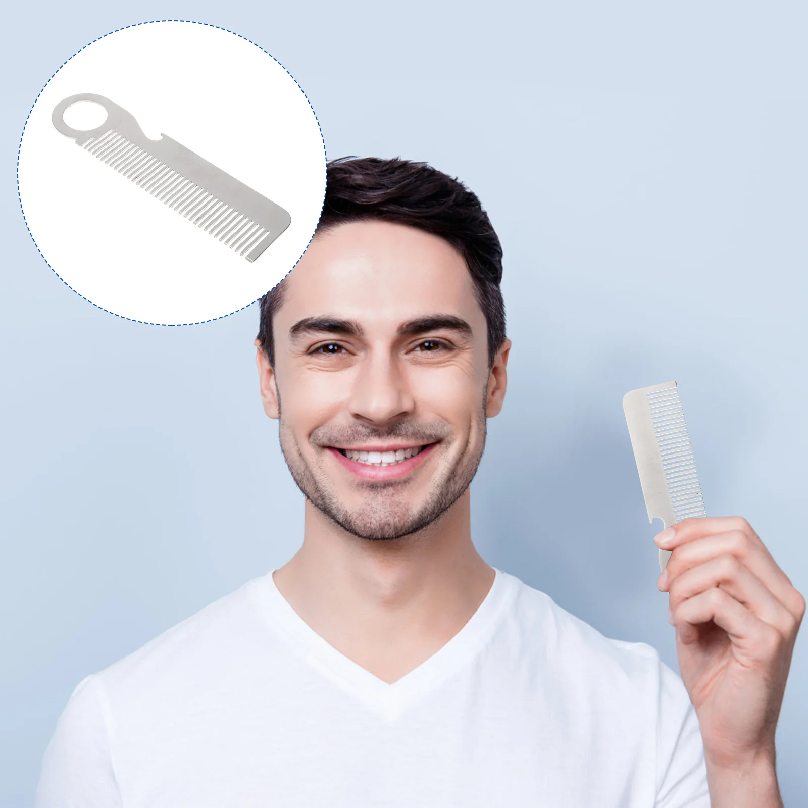 

Comb Beard Hair Mustache Men Styling Brush Pocket Cutting Metal Barbershop Male Grooming Fine Steel Static Anti Stainless