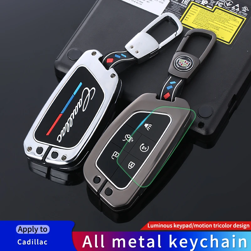 

Metal Luminous Silicone Car Smart Remote Key Case Keychain For Cadillac CT4 CT5 2019 2020 2022 5Buttons Auto Styling Accessories