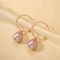 korea luxury smooth pearl gold plated earrings for women fashion elegant wedding bridal eardrop party jewelry accessories gift