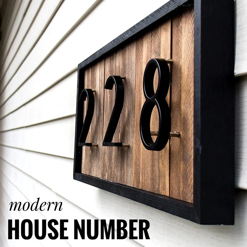 Address Big Modern Door Alphabet Floating House Number Letters Sign #0-9 Black Numbers 125mm 5 in Home Outdoor