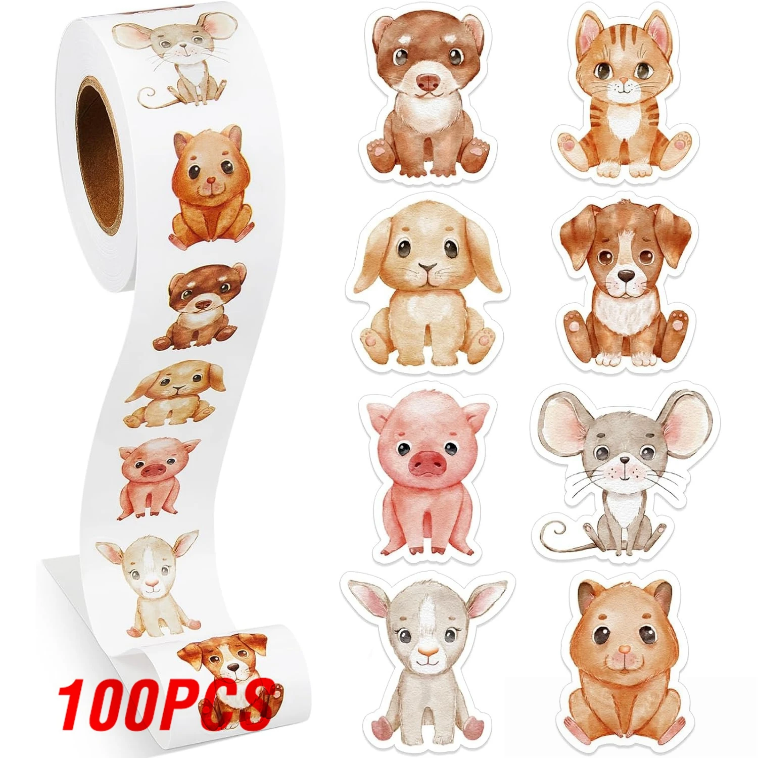 

Набор наклеек с животными, бумага, 100-500 шт