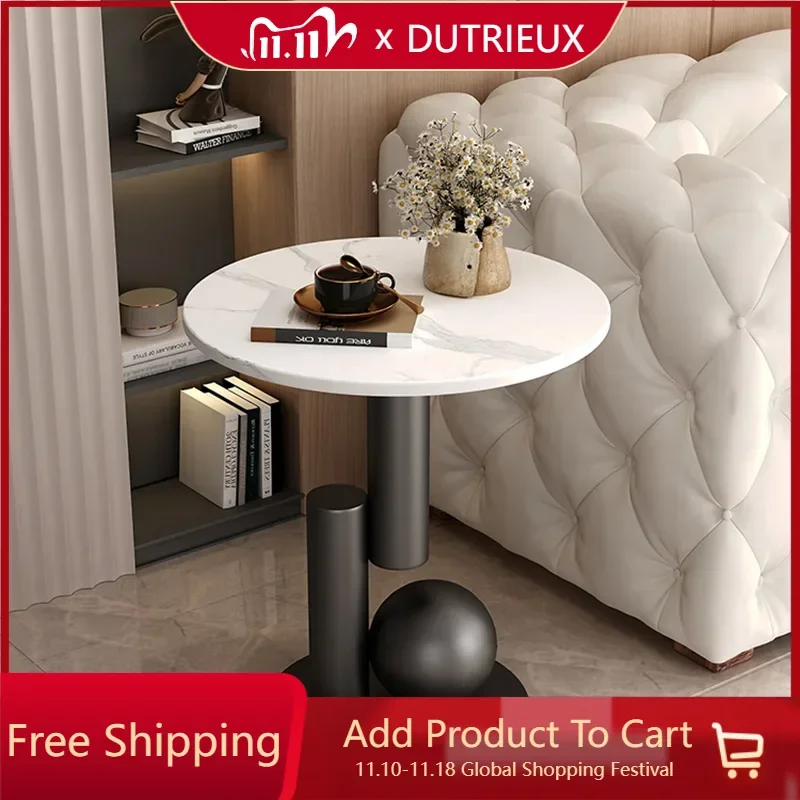 Минималистичный металлический боковой столик для гостиной Круглый Балкон