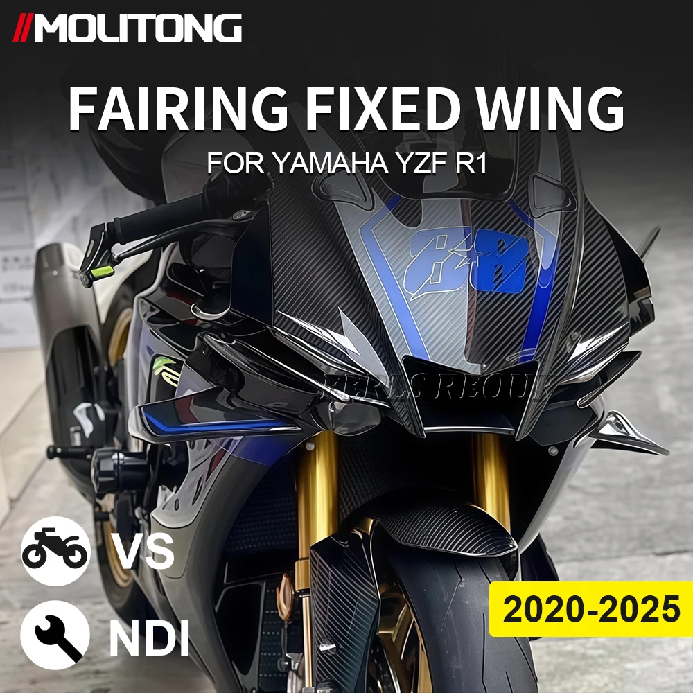 Фото Для Yamaha YZF R1 2020-2025 YZF R1 R1M 2020-2025 аксессуары для мотоциклов обтекатель с фиксированным крылом небольшой спойлер на крыло аэродинамическое крыло №1