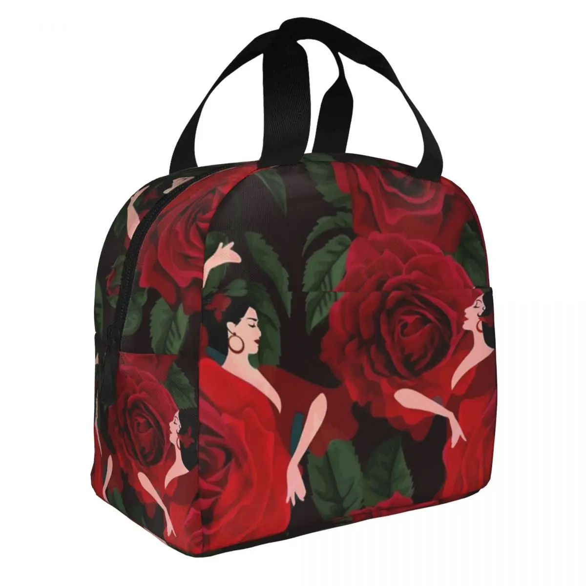 Lunch Bag for Men Women Flamenco Roses Insulated Cooler Portable Picnic Work Dancer Dance Spain Spanish Oxford Tote Handbags