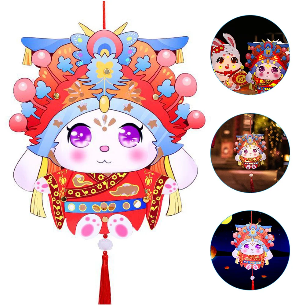 

Lantern Chinese Rabbit Paper Year Lanterns Festival Diy New Kit Spring Material Making Kids Lunar Handheld Hanging Lamp Bunnythe