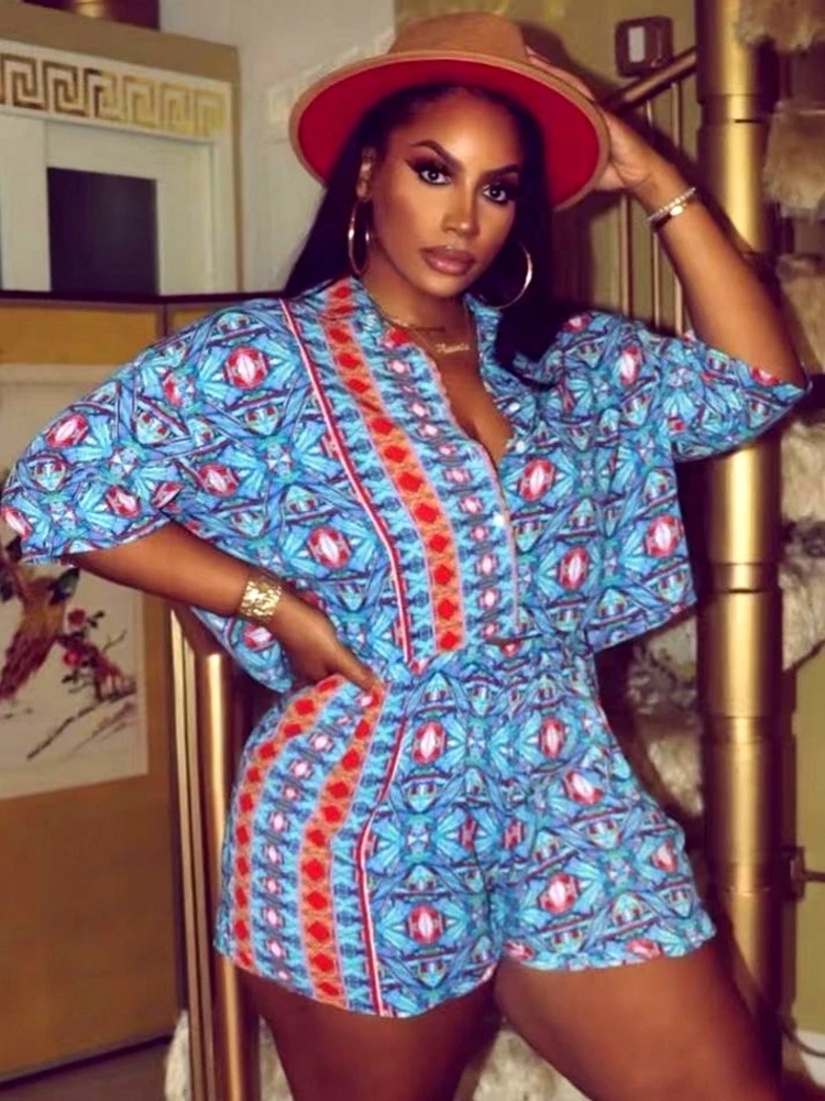 

2 Piece Sets African Sets For Women New Print Elastic Bazin Baggy Shorts Rock Style Dashiki Famous Suit Lady Outfits 2022