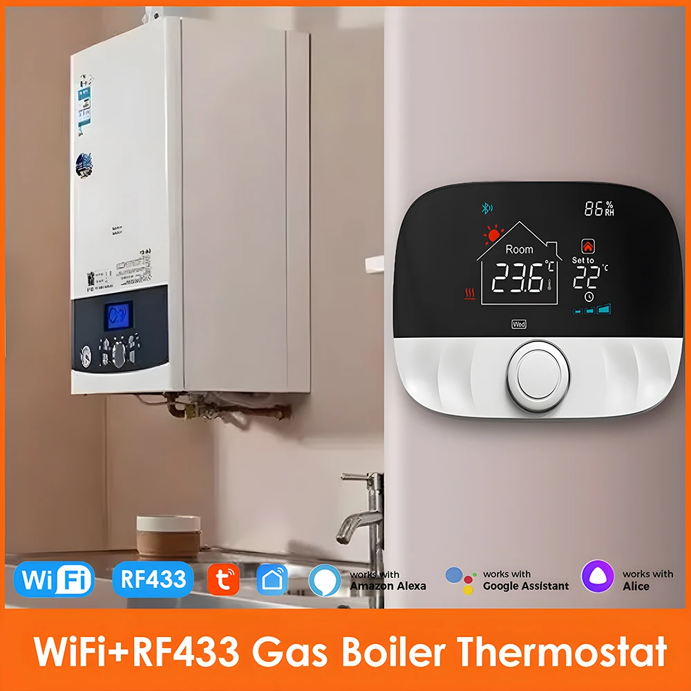

Tuya Smart Programmable WIFI RF Heating Thermostat For Boiler/Underfloor Heater Temperature Control Work With Alexa Google Alice