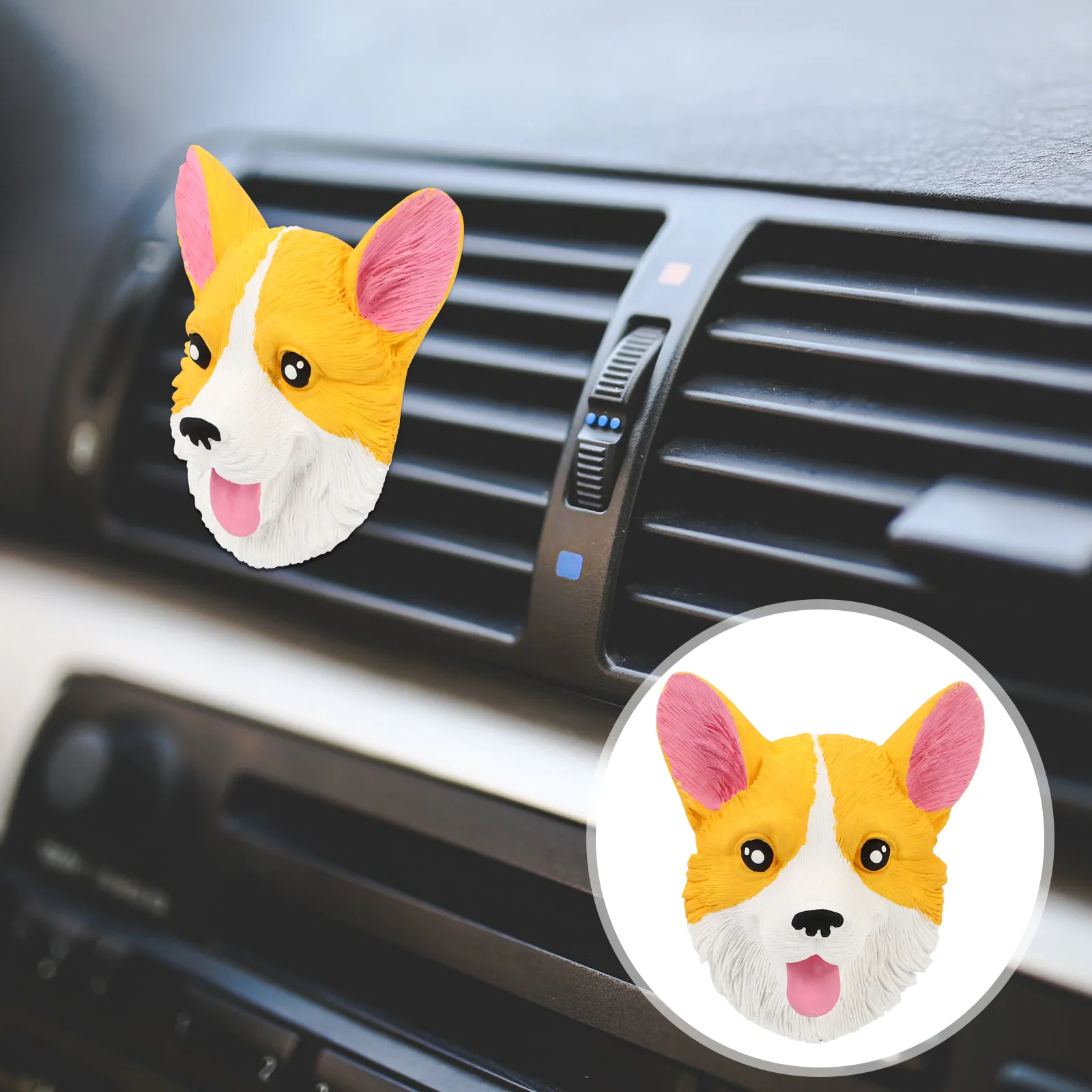 

2pcs Car Mounted Air Outlet Clamp Corgi Shaped Aroma Aromatherapy Clip
