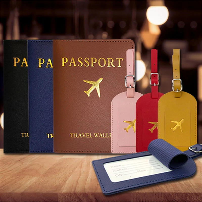 

2023 MR MRS Passport Cover Luggage Tag Couple wedding Passport Cover Case set Letter Travel Holder Passport Cover