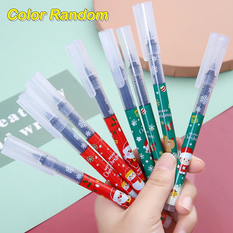 

0,5 мм мультяшная Рождественская серия, роликовая ручка с полным игловым наконечником, гелевая ручка, прямая жидкая ручка для школы, офиса, канцелярские принадлежности, ручка