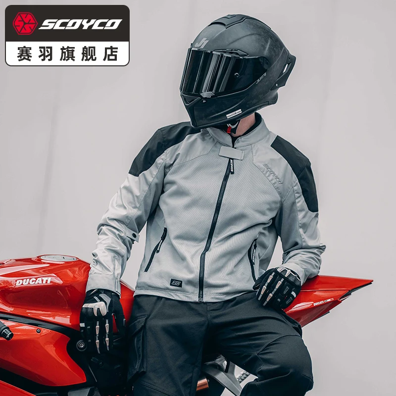 

SCOYCO Spring Summer Motorcycle Jacket Men Motocross Chaquetas Breathable Motorcycle Clothing With 7 Protector JK182