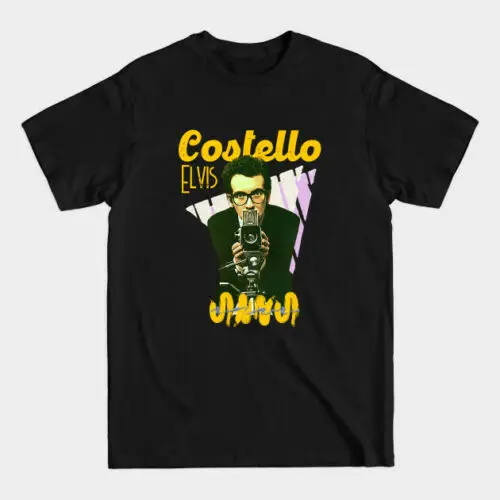 

Elvis Costello Vintage Artwork Retro 80s Black Unisex T-Shirt Tee Shirts