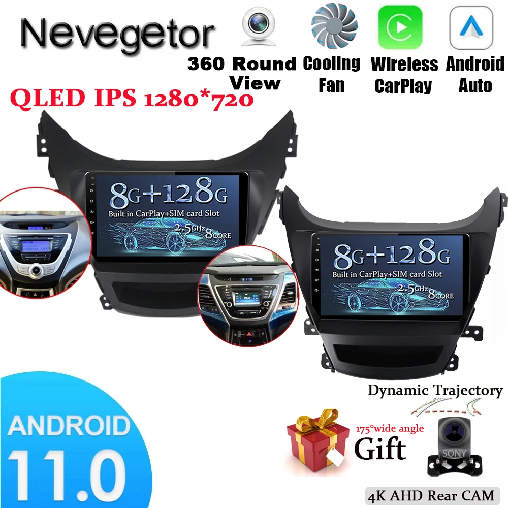 

Автомобильная Мультимедийная система 8G + 128G QLED 4G LTE Carplay Android 11 для Hyundai Elantra Avante I35 2011-2016, автомобильный радиоприемник, мультимедийный плеер, GPS-...