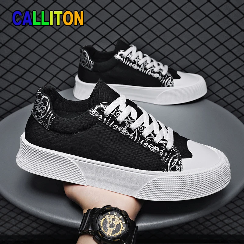 

Кроссовки CALLITON мужские на платформе, Вулканизированная подошва, дышащие, с круглым носком, модная повседневная обувь, белые, лето 2022