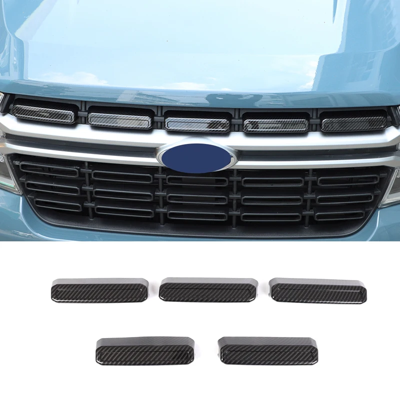For 2022 Ford Maverick Maverick ABS Carbon Fiber Style Car Styling Car Front Grille Guard Cover Sticker Car Exterior Accessories