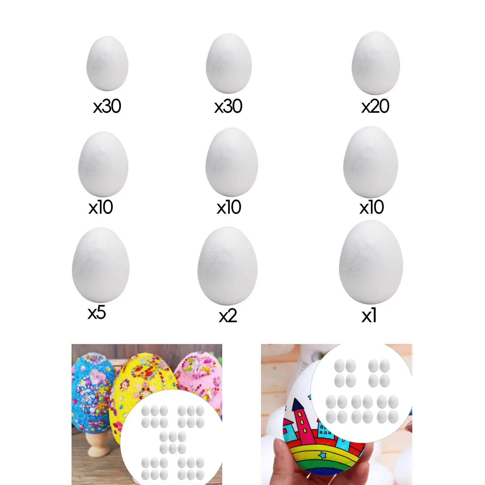 Яйца из пенопласта Неокрашенные белые для поделок Искусственные яйца рисования