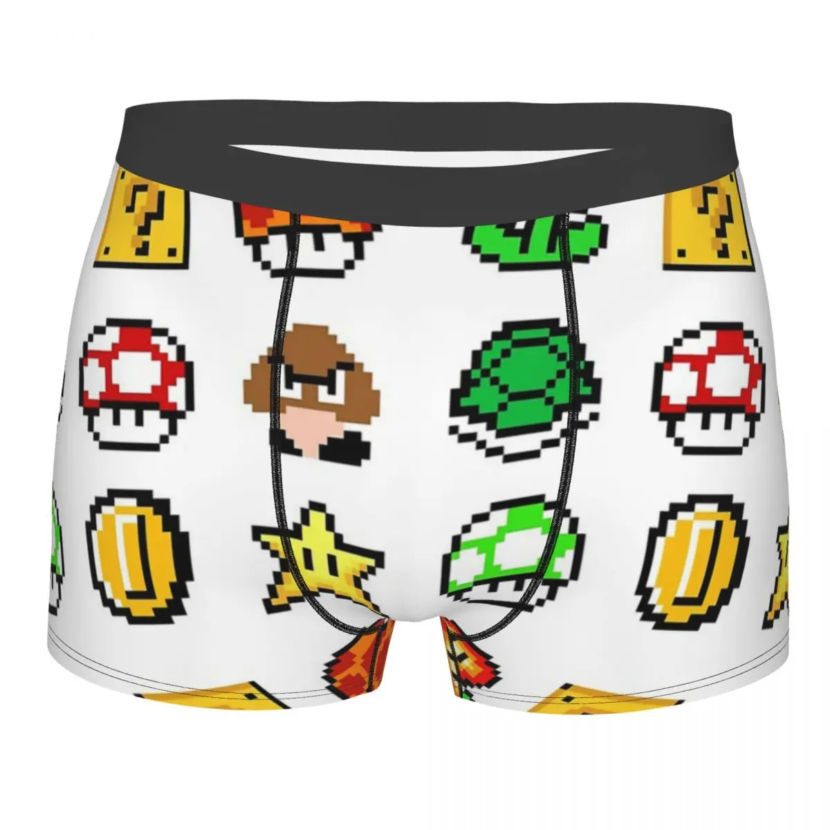 

Men Retro Vintage Game Boxer Briefs Shorts Panties Mid Waist Underwear Cartoon Male Funny Plus Size Underpants