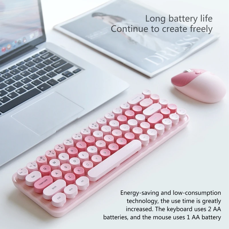 

2.4GHz 68Keys Wireless Typewriter Keyboard with 3 DPI Mouse for Laptop Desktop