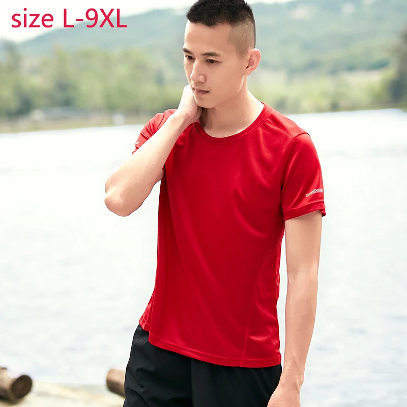 

new arrival fashion super large Quick drying Men Extra Large Casual O-neck Short sleeve Men's T Shirts plus size L-8XL 9XL