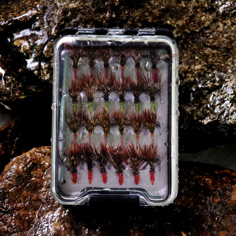Набор из 24 рыболовных мушек Tenkara: Sakasa, Kebari, для ловли форели, стальной форели, серого лосося. Плавающие приманки в водонепроницаемой коробке. # 12 (art.: 3920d7aed1b59) - 3920d7aed1b59
