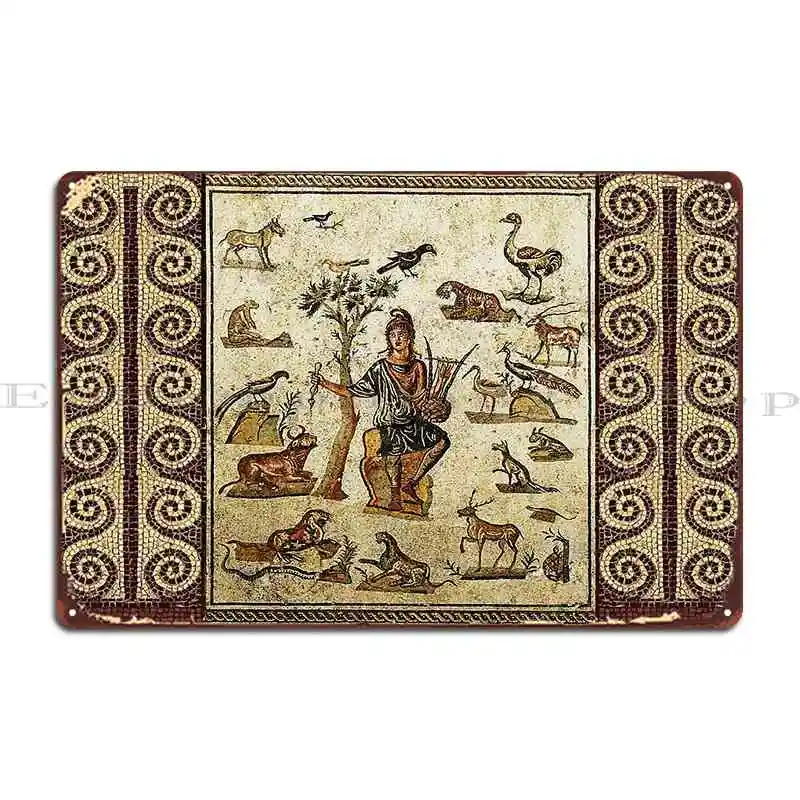 Антикварная римская мозаика очаровательные животные с его музыкой
