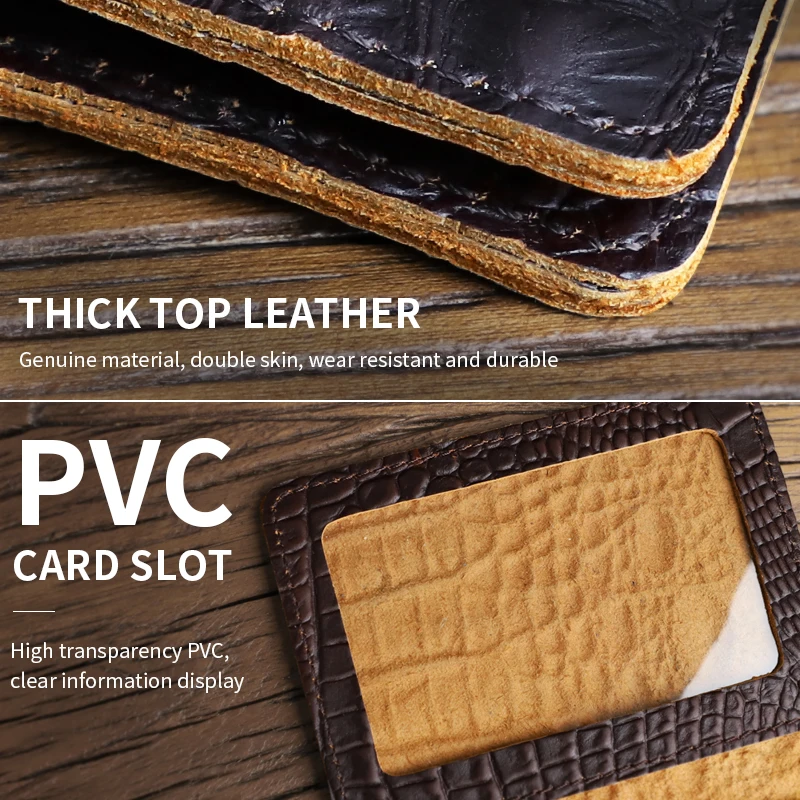 Retro Genuine Leather Driver License Holder Handmade Cowhide Card Slot Wallet Portable Small Credit Card Coin Purse Women, Men
