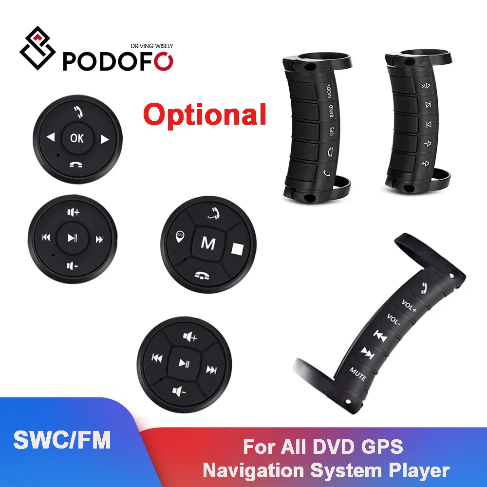 

Podofo Universal Multi-function Car Steering Wheel Remote Control SWC Button For 2 din Andriod Car Radio Car GPS FM Bluetooth